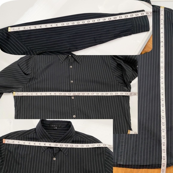 THEORY Men’s Striped Navy Blue Shirt Business Casual Button Down Lightweight XL - Picture 5 of 5